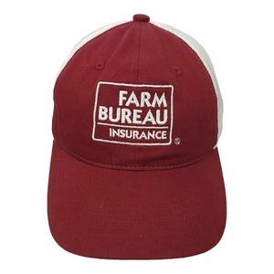 Farm Bureau Insurance Mesh Strapback Logo Cap Trucker Baseball Hat Maroon White